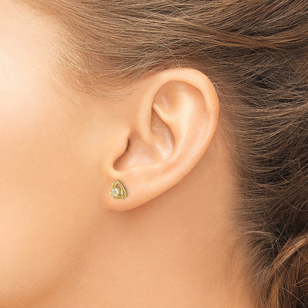 14K Gelbgold Aquamarin-Ohrstecker