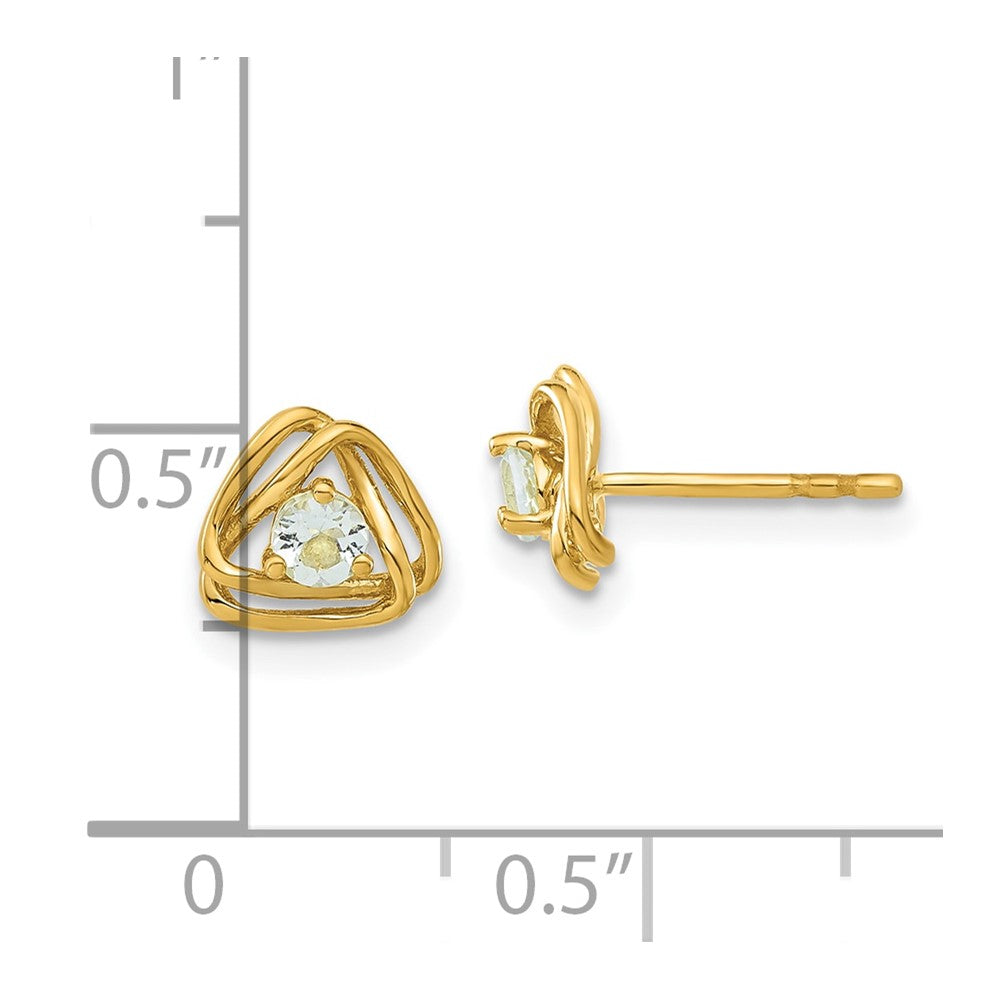 14K Gelbgold Aquamarin-Ohrstecker