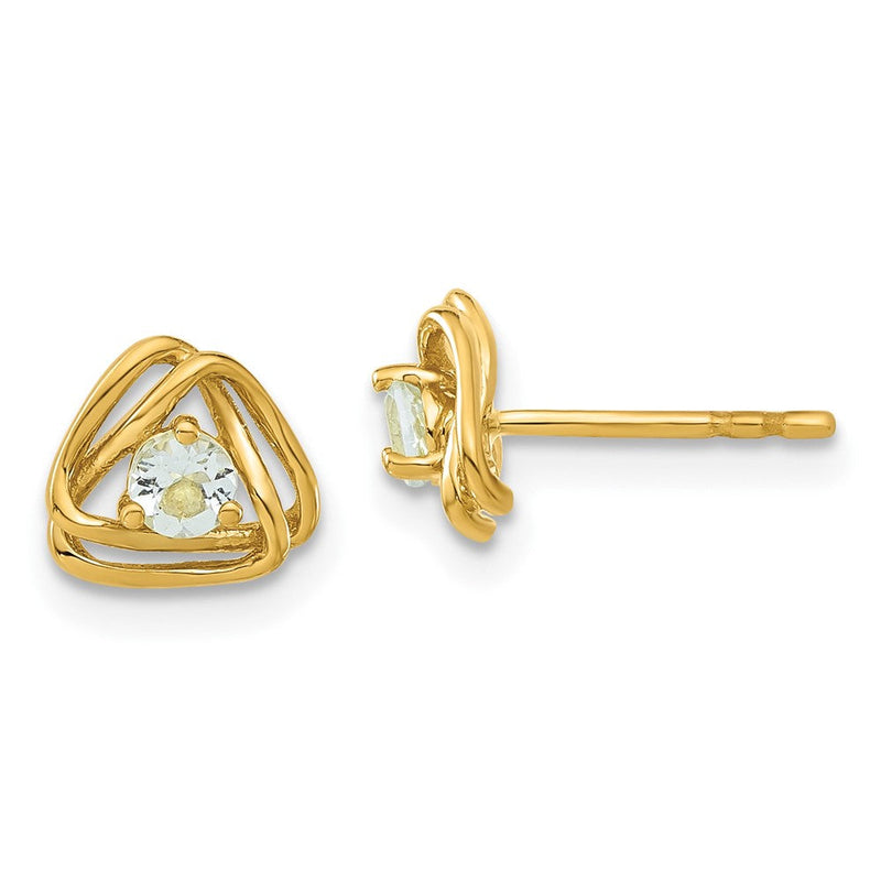 14K Gelbgold Aquamarin-Ohrstecker