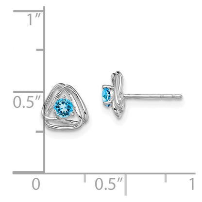 14K Weißgold Ohrstecker mit blauem Topas