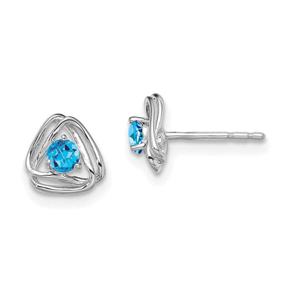 14K Weißgold Ohrstecker mit blauem Topas