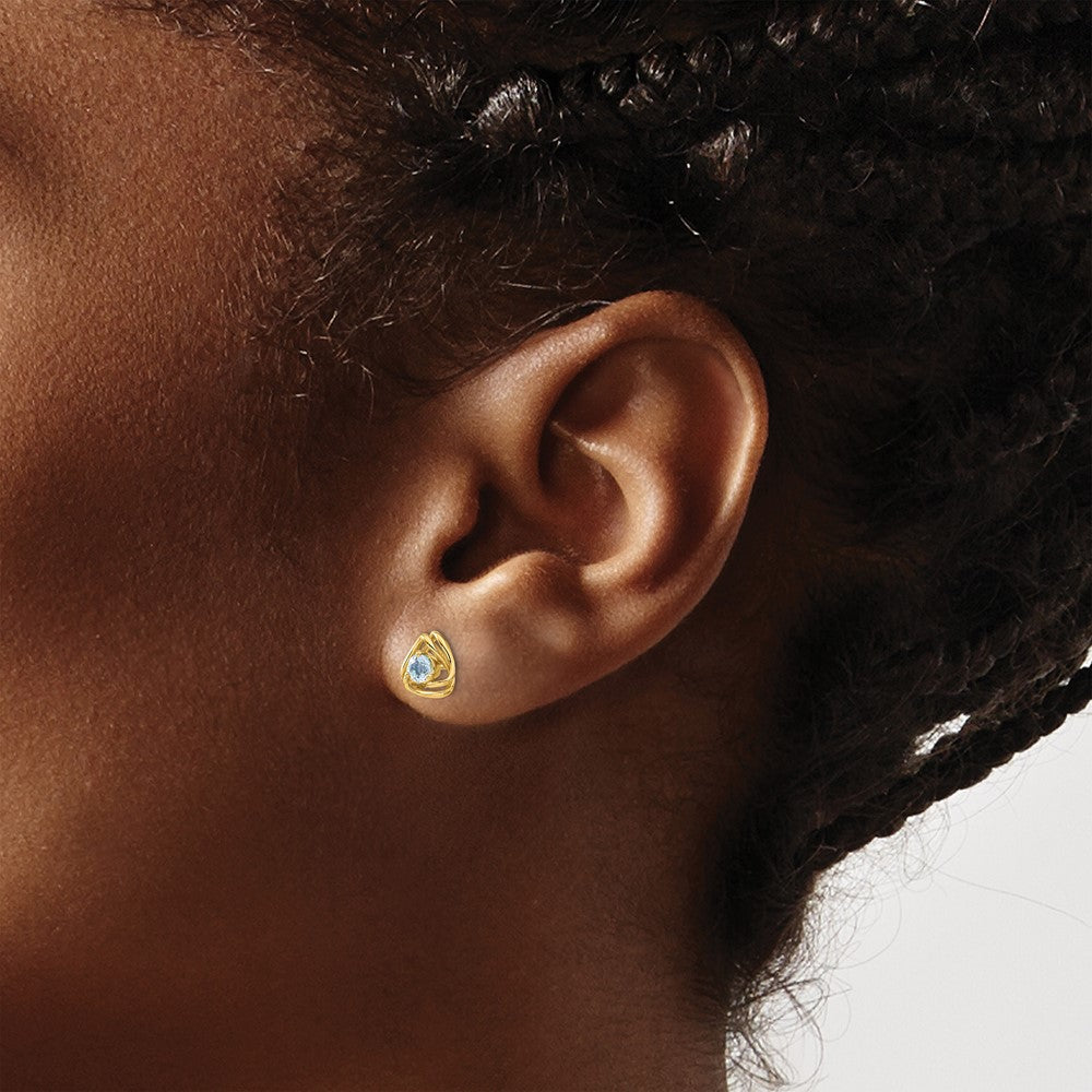 14K Gelbgold Ohrstecker mit blauem Topas