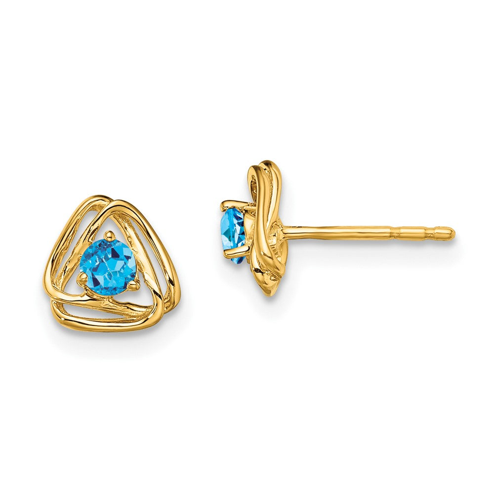 14K Gelbgold Ohrstecker mit blauem Topas
