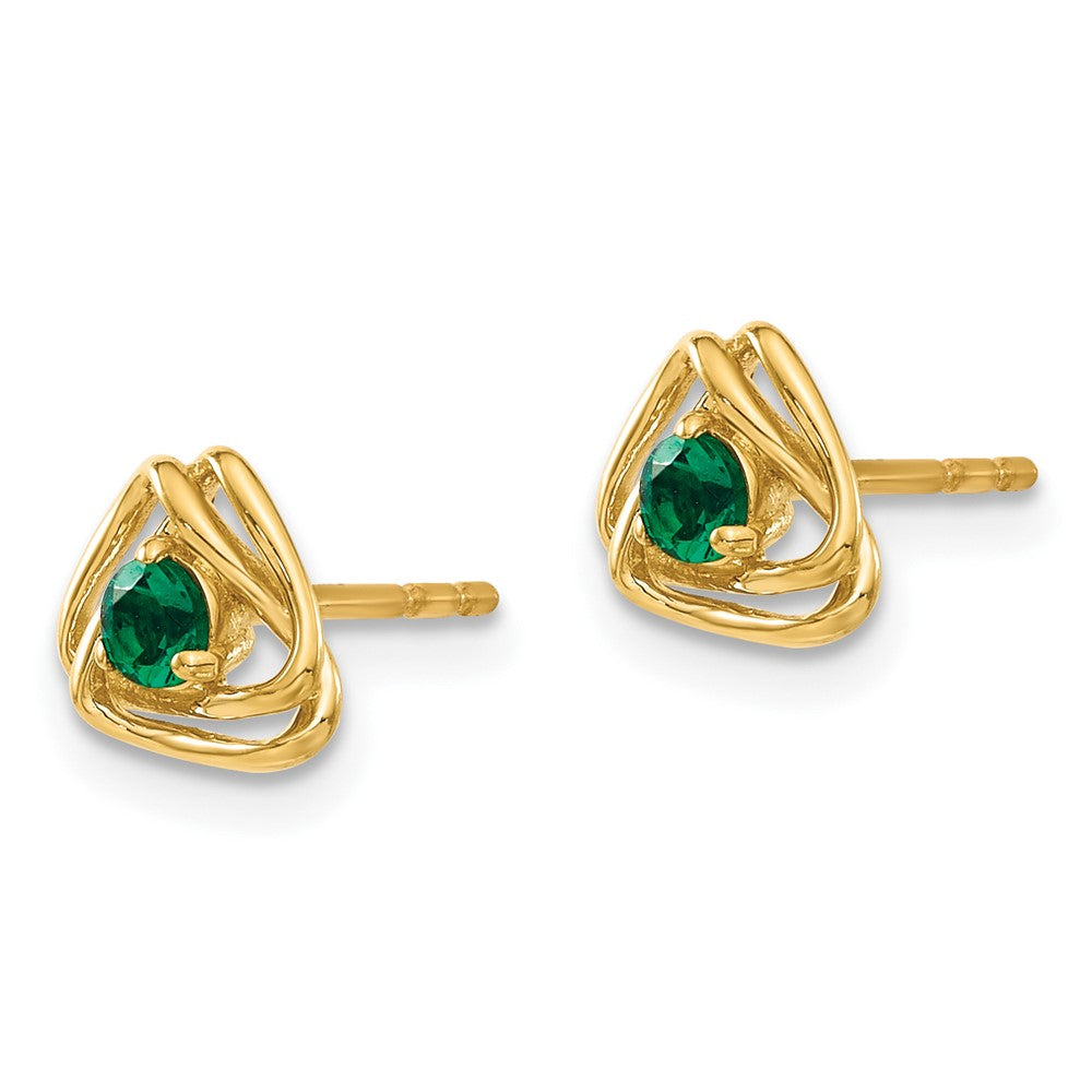 14K Gelbgold Ohrstecker mit synthetischem Smaragd