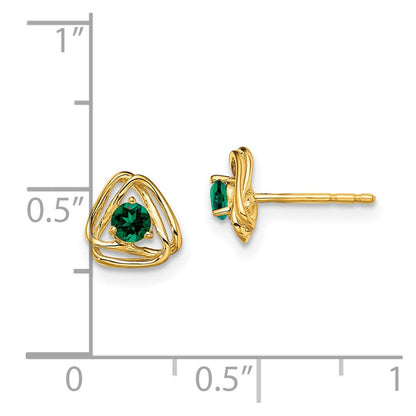 14K Gelbgold Ohrstecker mit synthetischem Smaragd