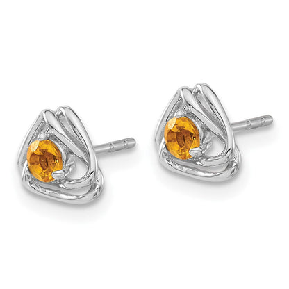 14K Weißgold Citrin-Ohrstecker