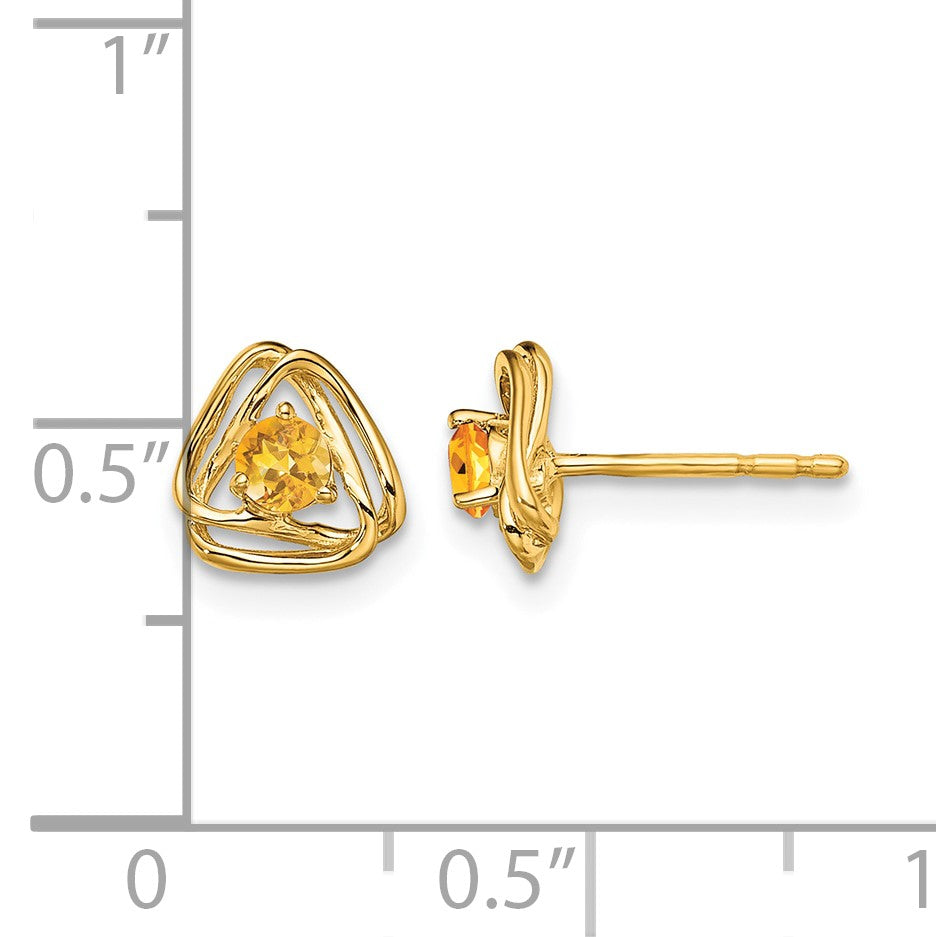 14K Gelbgold Citrin-Ohrstecker