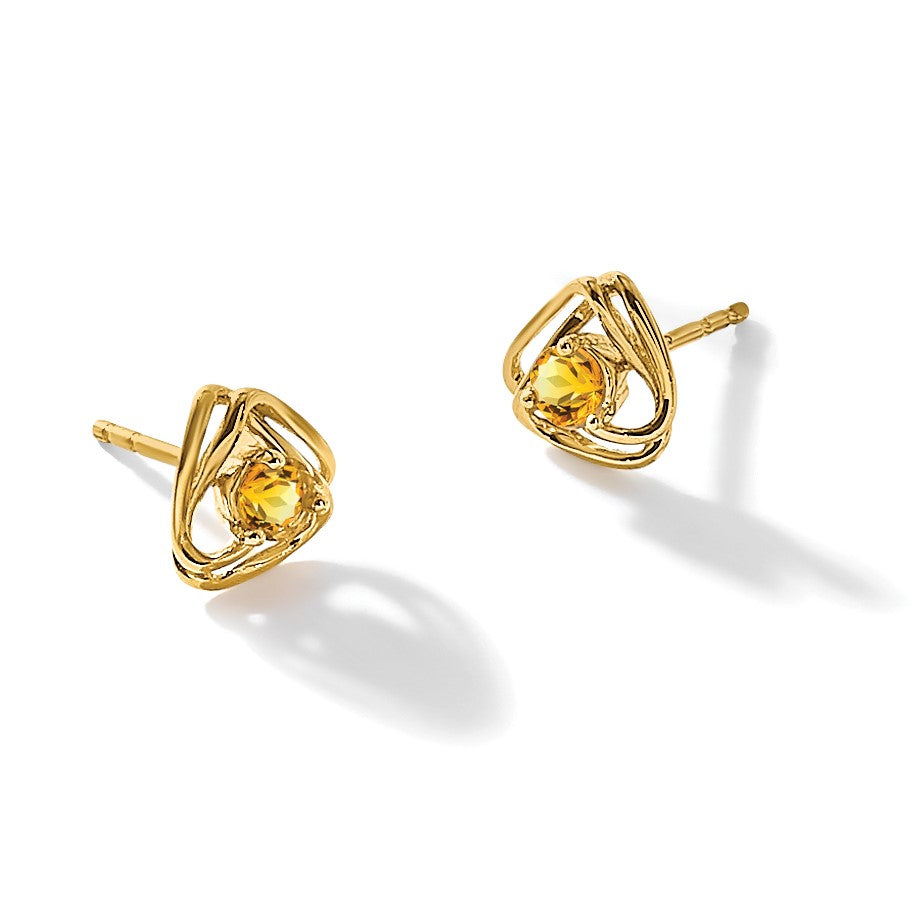 14K Gelbgold Citrin-Ohrstecker