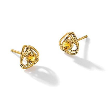 14K Gelbgold Citrin-Ohrstecker