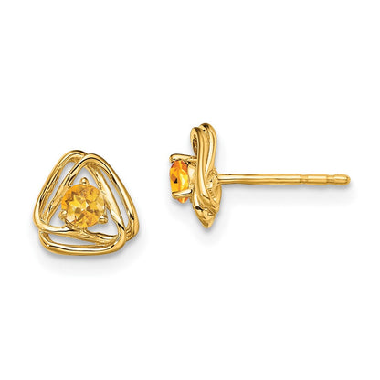 14K Gelbgold Citrin-Ohrstecker