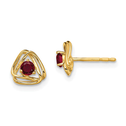 14K Gelbgold Ohrstecker mit synthetischem Rubin