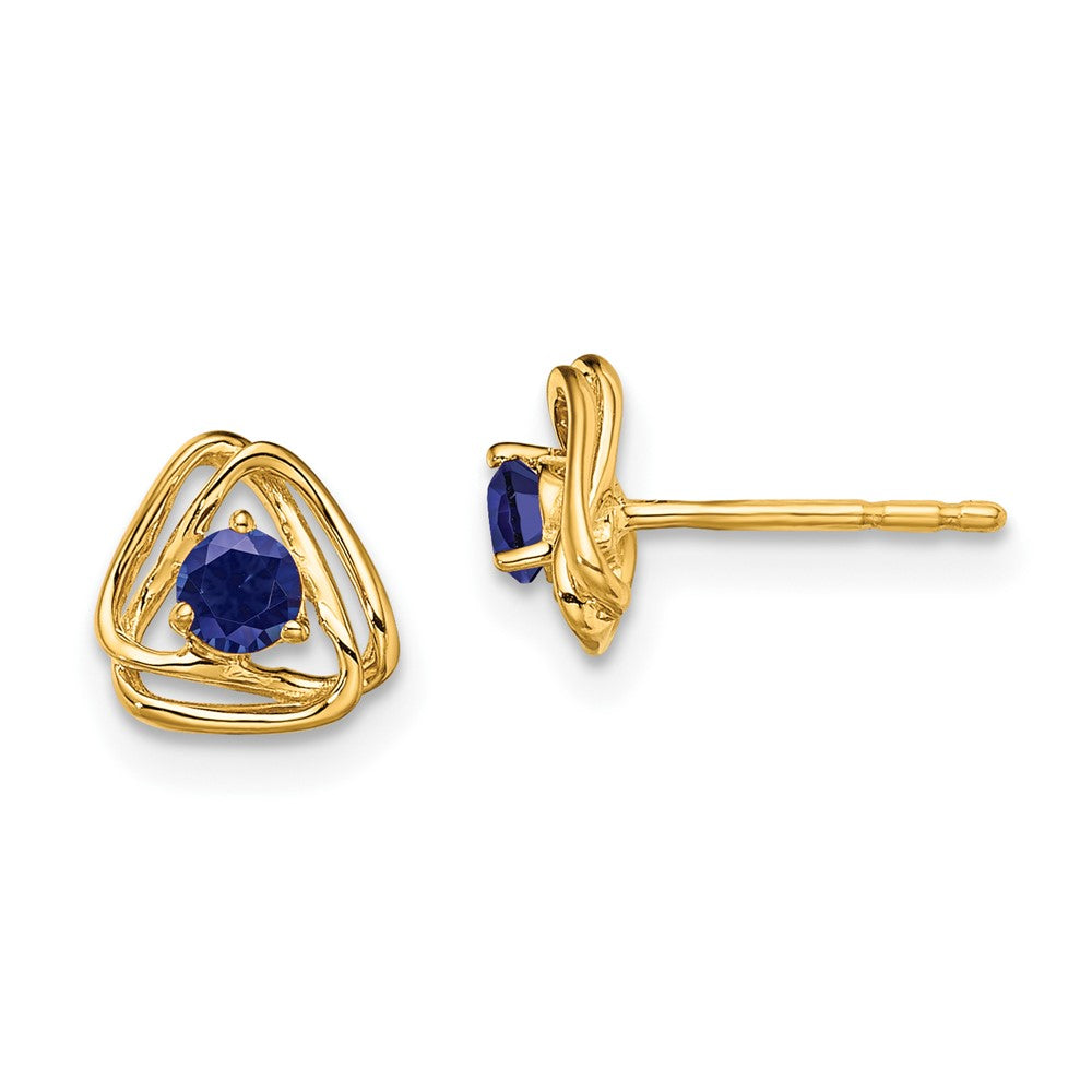 14K Gelbgold Zuchtsaphir-Ohrstecker