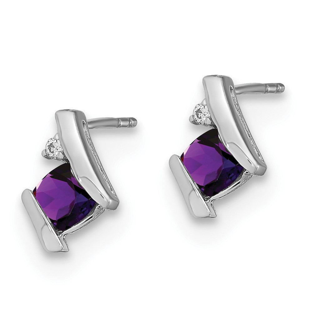 Sterling Silber Ohrringe im Antik-Look mit Amethyst im Kissenschliff und echten Diamanten
