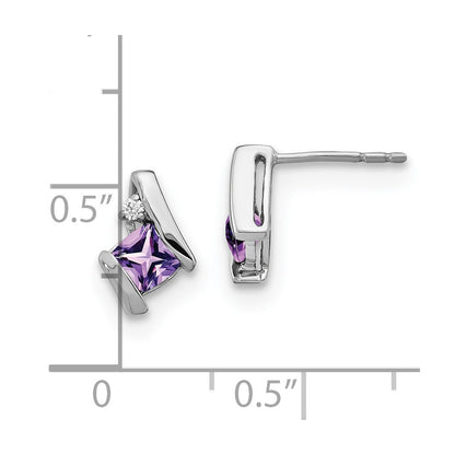 Sterling Silber Ohrringe im Antik-Look mit Amethyst im Kissenschliff und echten Diamanten