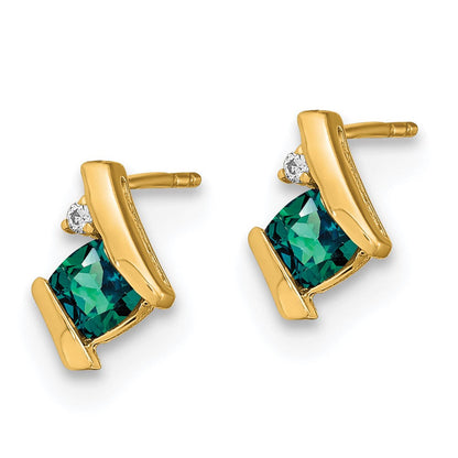 10K Gelbgold Kissen Cr. Alexandrite und Diamant Ohrringe