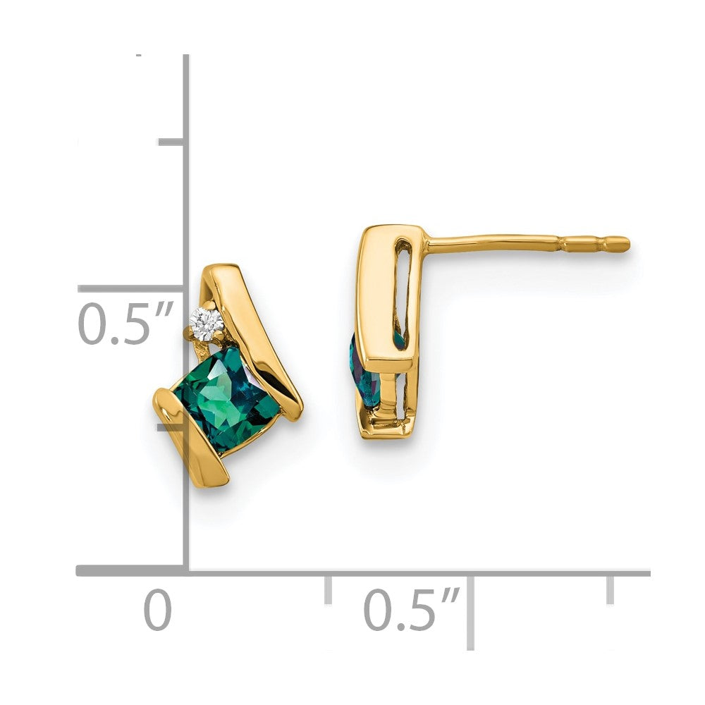 10K Gelbgold Kissen Cr. Alexandrite und Diamant Ohrringe