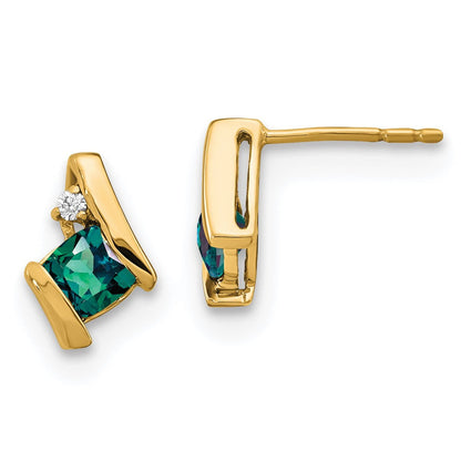10K Gelbgold Kissen Cr. Alexandrite und Diamant Ohrringe