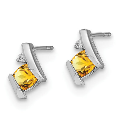 Sterling Silber Antike Kissenschliff Citrin und echte Diamant Ohrringe