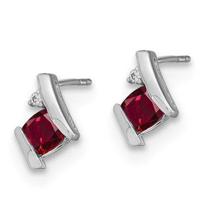 Sterling Silber Antike Kissenschliff Zuchtrubin und Echte Diamant Ohrringe
