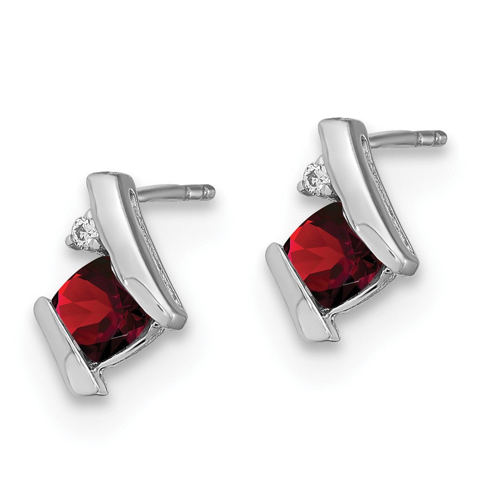 Sterling-Silber Ohrringe im Antik-Kissenschliff mit Granat und echten Diamanten