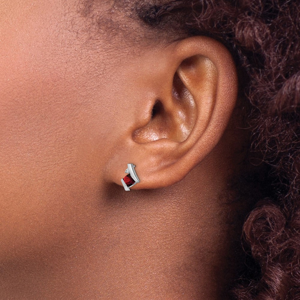 Sterling-Silber Ohrringe im Antik-Kissenschliff mit Granat und echten Diamanten