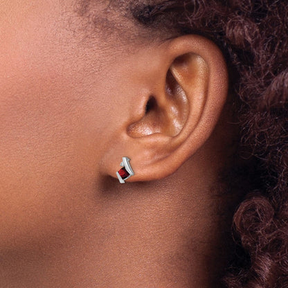 Sterling-Silber Ohrringe im Antik-Kissenschliff mit Granat und echten Diamanten