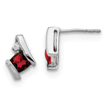 Sterling-Silber Ohrringe im Antik-Kissenschliff mit Granat und echten Diamanten