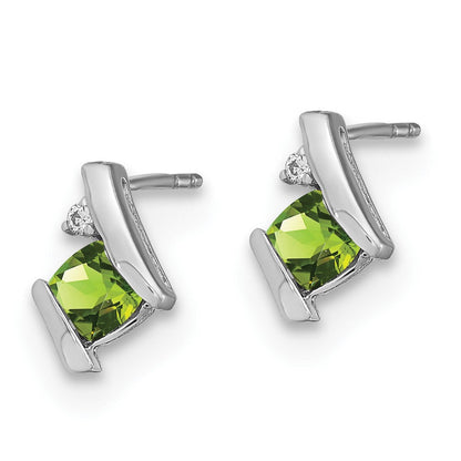 Sterling Silber Antike Kissenschliff Peridot und Echte Diamant Ohrringe