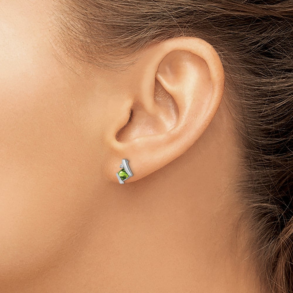 Sterling Silber Antike Kissenschliff Peridot und Echte Diamant Ohrringe