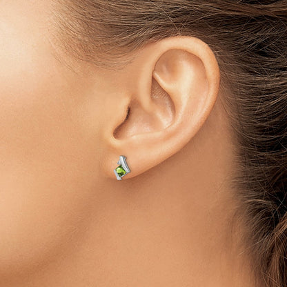 Sterling Silber Antike Kissenschliff Peridot und Echte Diamant Ohrringe