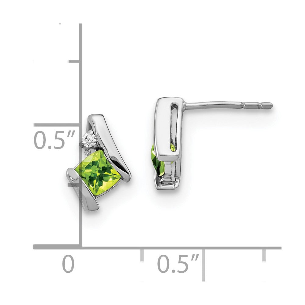 Sterling Silber Antike Kissenschliff Peridot und Echte Diamant Ohrringe