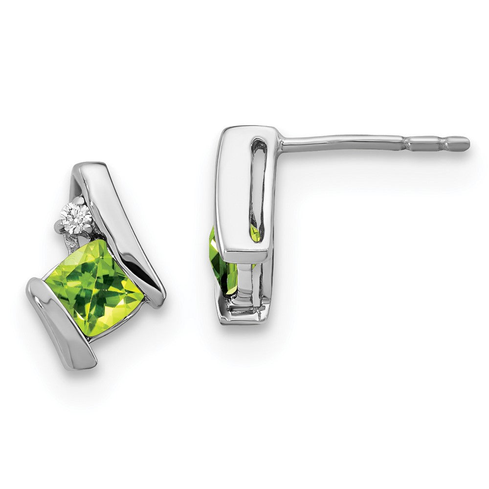 Sterling Silber Antike Kissenschliff Peridot und Echte Diamant Ohrringe