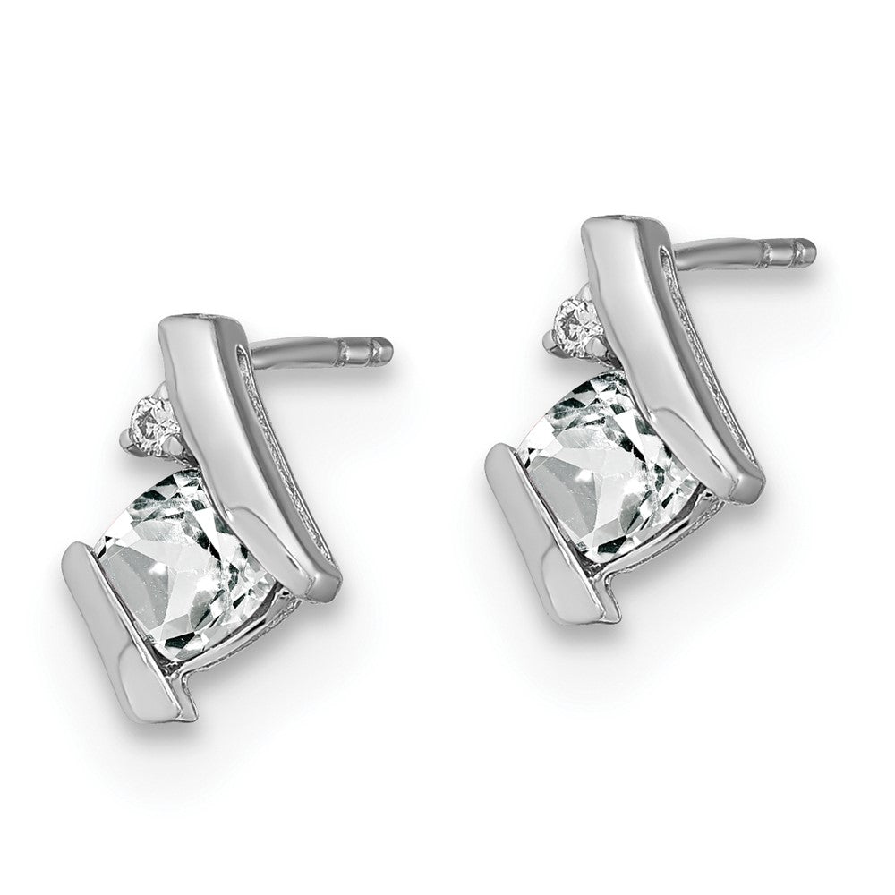 Antike Ohrringe aus Sterlingsilber mit Kissenschliff-Weiß-Topas und echten Diamanten
