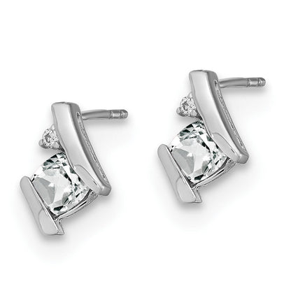 Antike Ohrringe aus Sterlingsilber mit Kissenschliff-Weiß-Topas und echten Diamanten