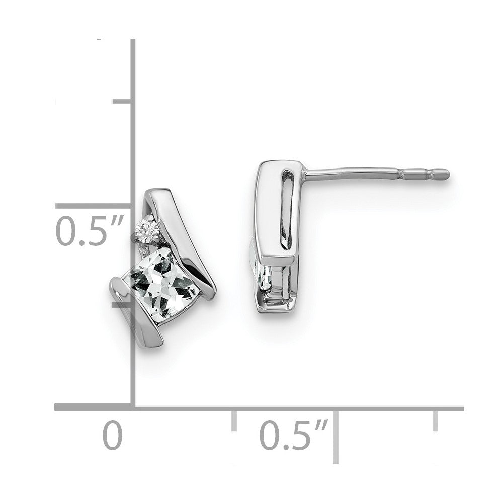 Antike Ohrringe aus Sterlingsilber mit Kissenschliff-Weiß-Topas und echten Diamanten