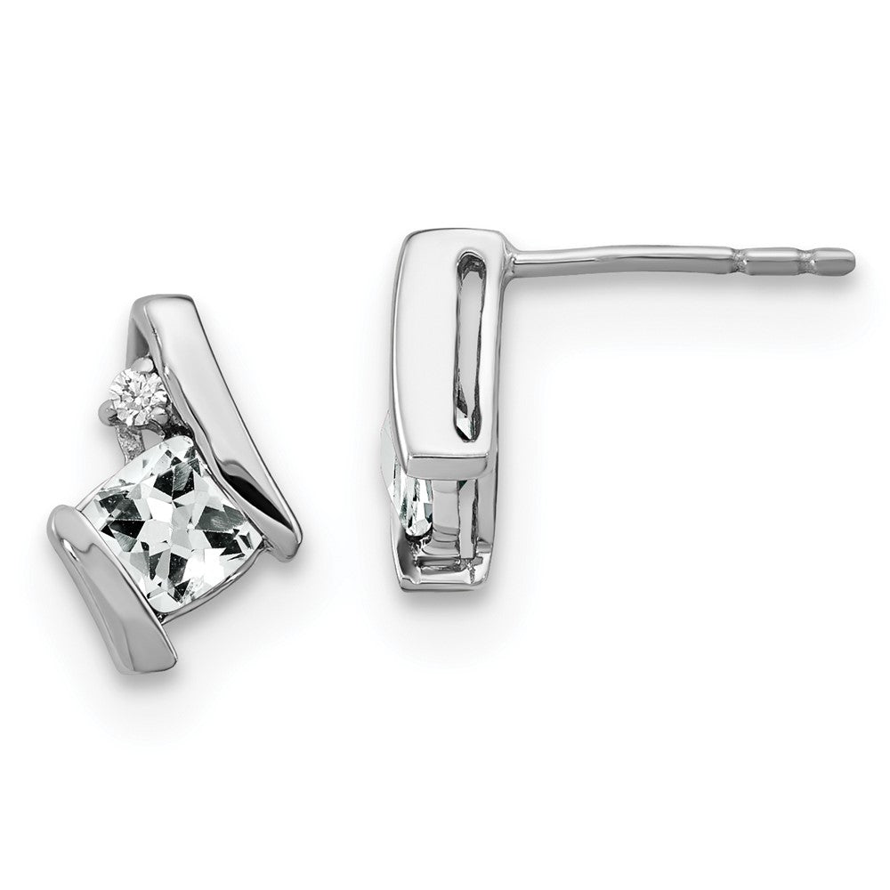 Antike Ohrringe aus Sterlingsilber mit Kissenschliff-Weiß-Topas und echten Diamanten