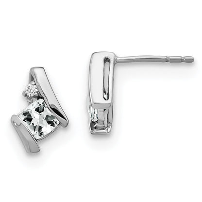Antike Ohrringe aus Sterlingsilber mit Kissenschliff-Weiß-Topas und echten Diamanten