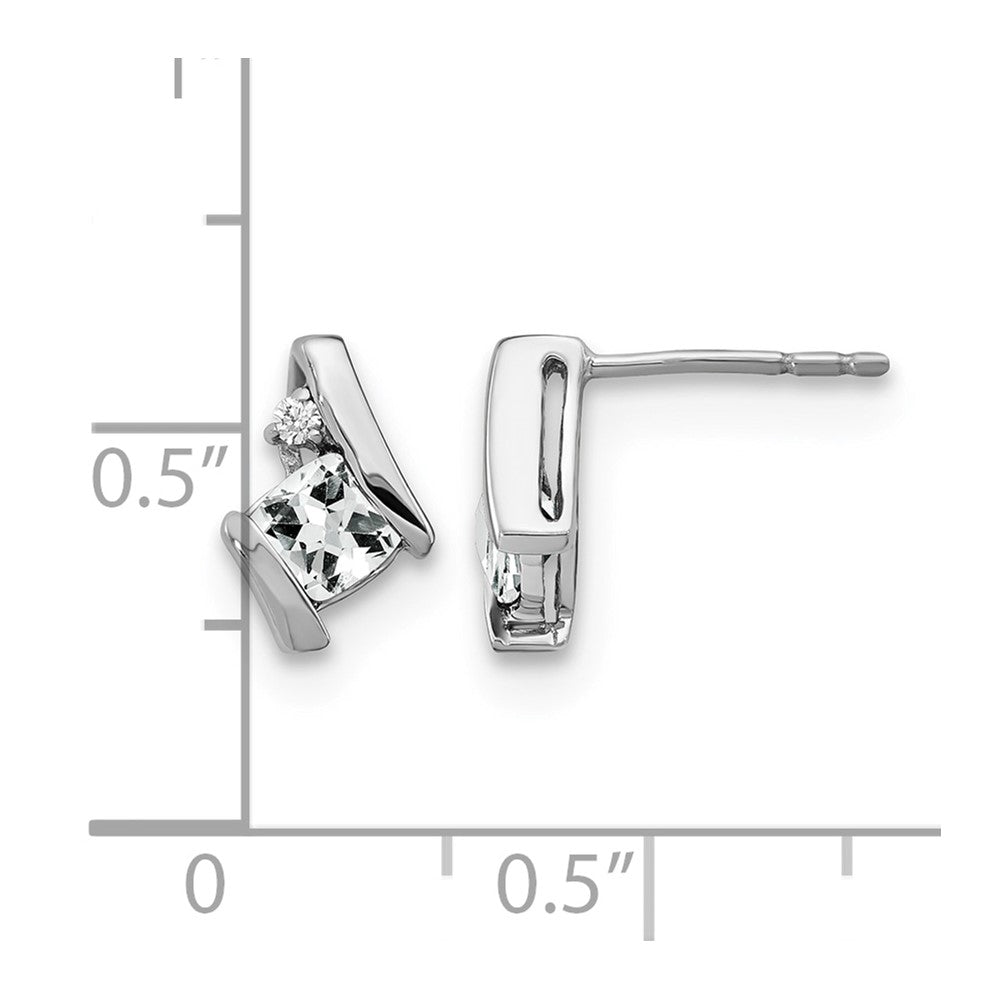 14K Weißgold Kissen Weiß Topas und Diamant Ohrringe