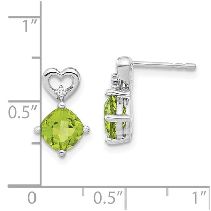 14K Weißgold Ohrringe mit Herz-Peridot und echten Diamanten