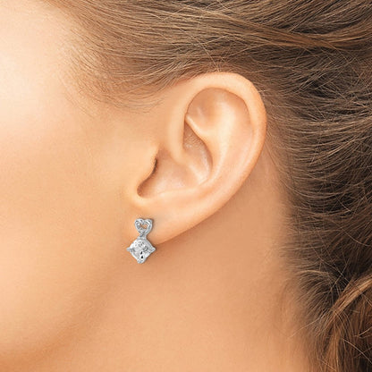 14K Weißgold Ohrringe mit Weißem Topas und echten Diamanten in Herzform