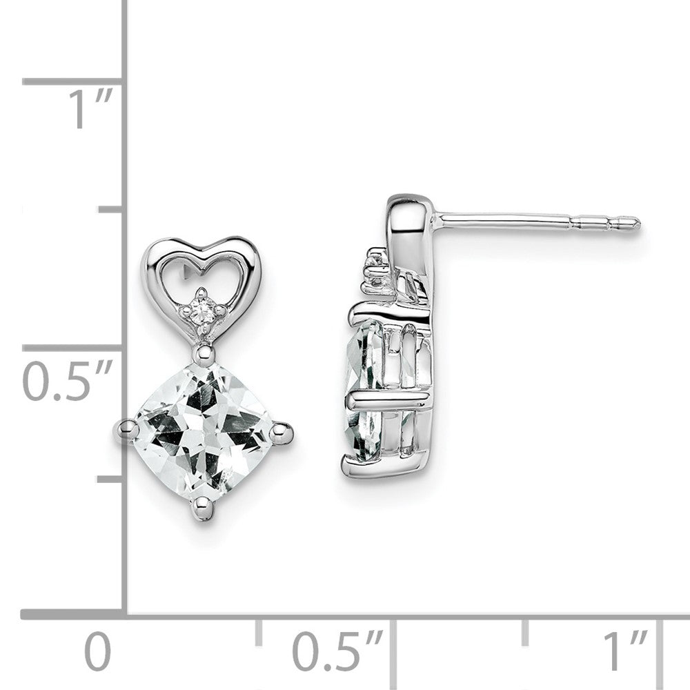 14K Weißgold Ohrringe mit Weißem Topas und echten Diamanten in Herzform