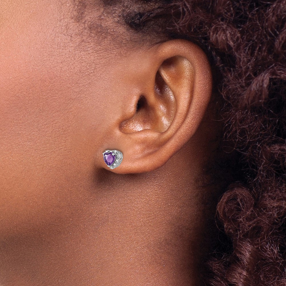 Sterling-Silber-Ohrringe mit Amethyst und echten Diamanten
