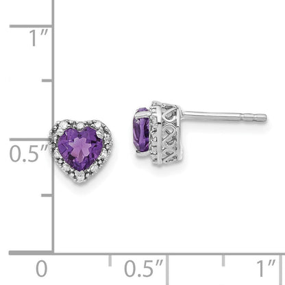 Sterling-Silber-Ohrringe mit Amethyst und echten Diamanten