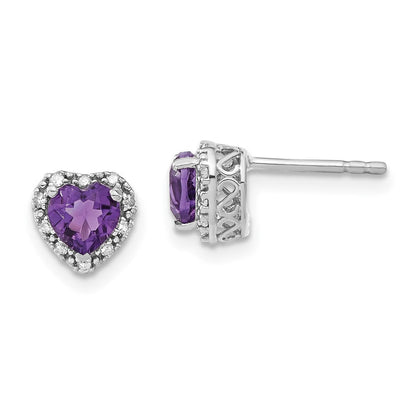 Sterling-Silber-Ohrringe mit Amethyst und echten Diamanten
