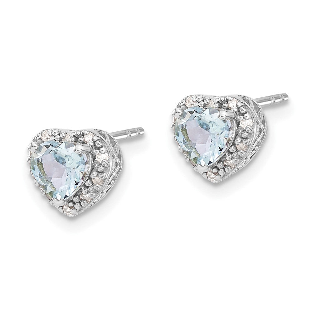 Sterling-Silber Aquamarin- und Echt-Diamant-Ohrringe