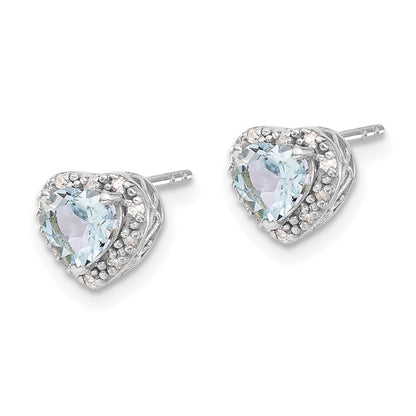 Sterling-Silber Aquamarin- und Echt-Diamant-Ohrringe