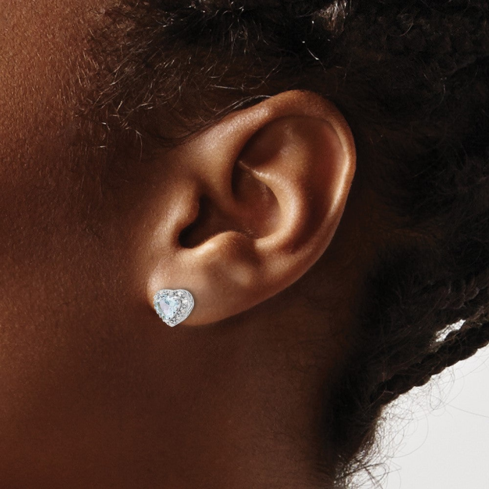 Sterling-Silber Aquamarin- und Echt-Diamant-Ohrringe