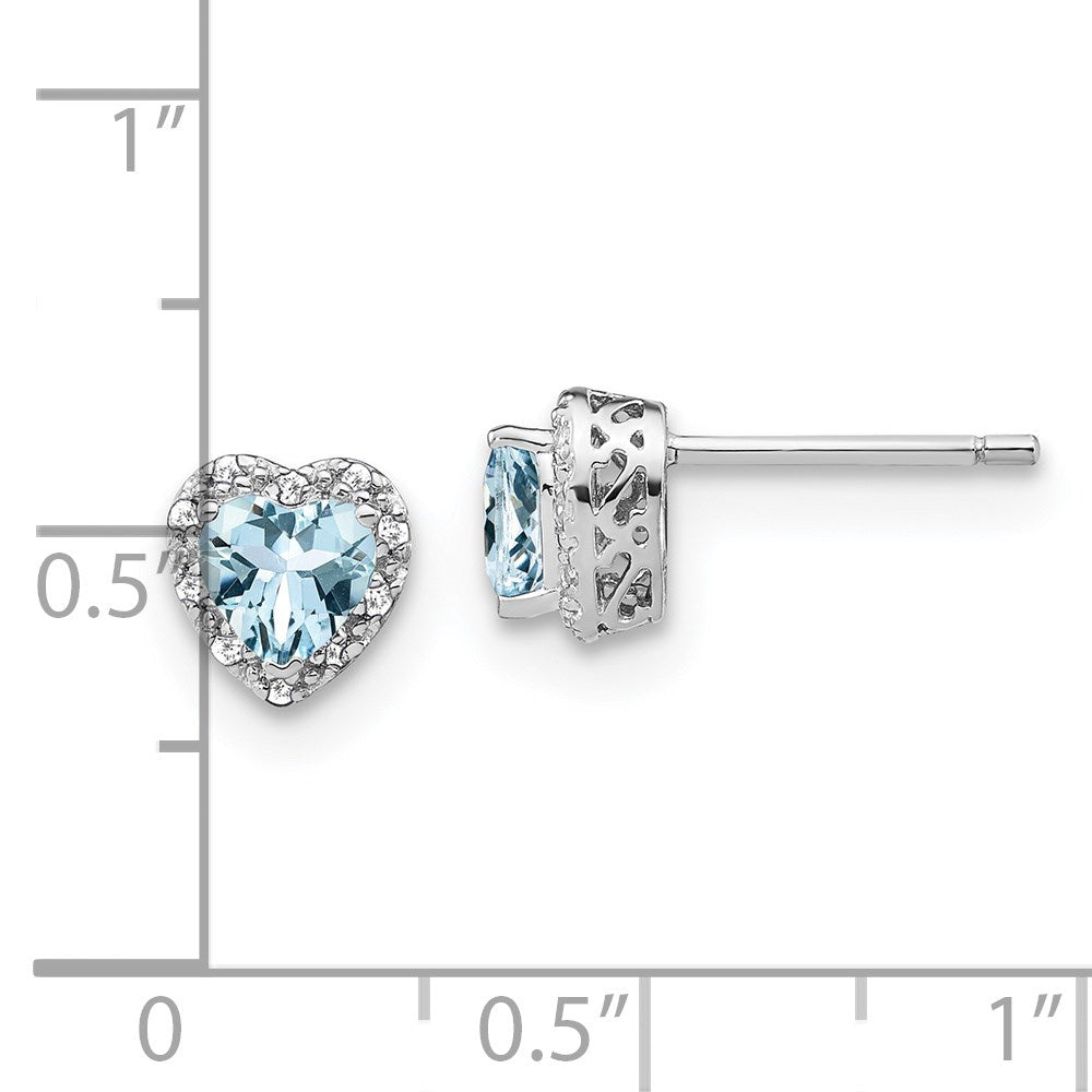 Sterling-Silber Aquamarin- und Echt-Diamant-Ohrringe