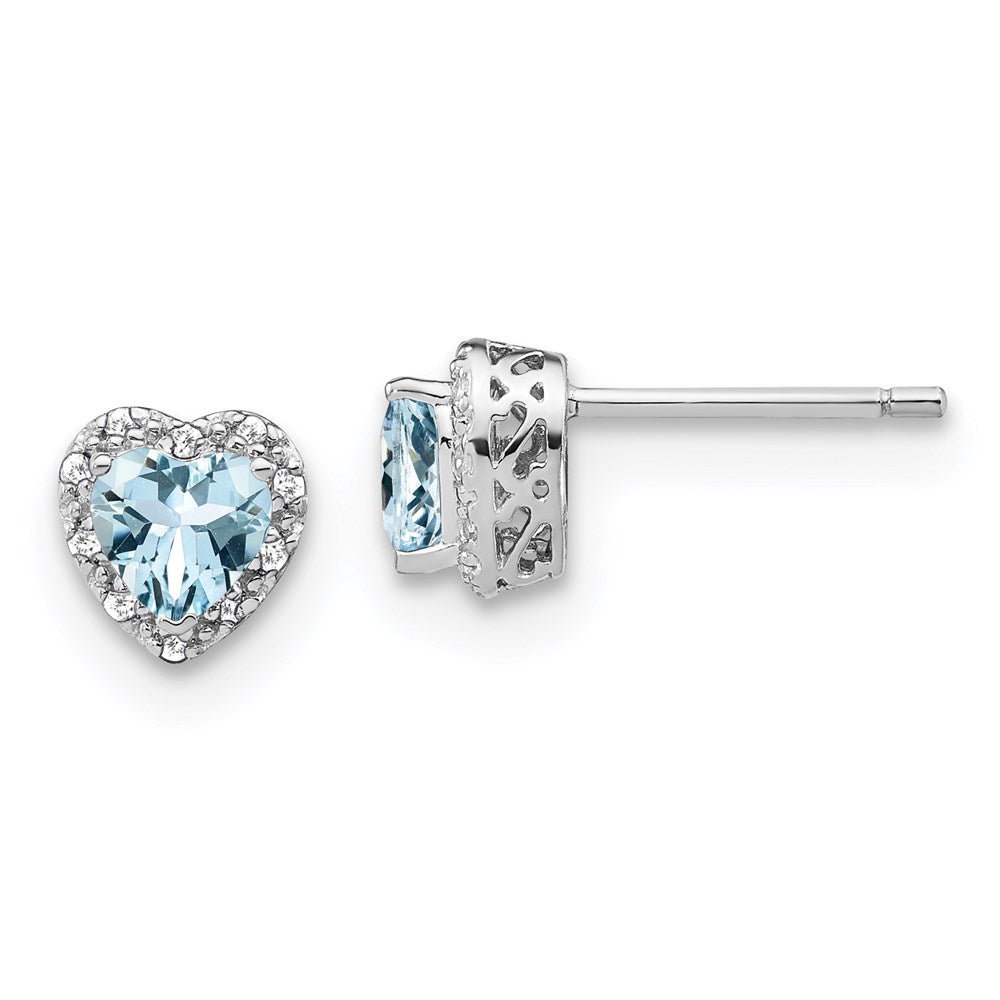 Sterling-Silber Aquamarin- und Echt-Diamant-Ohrringe