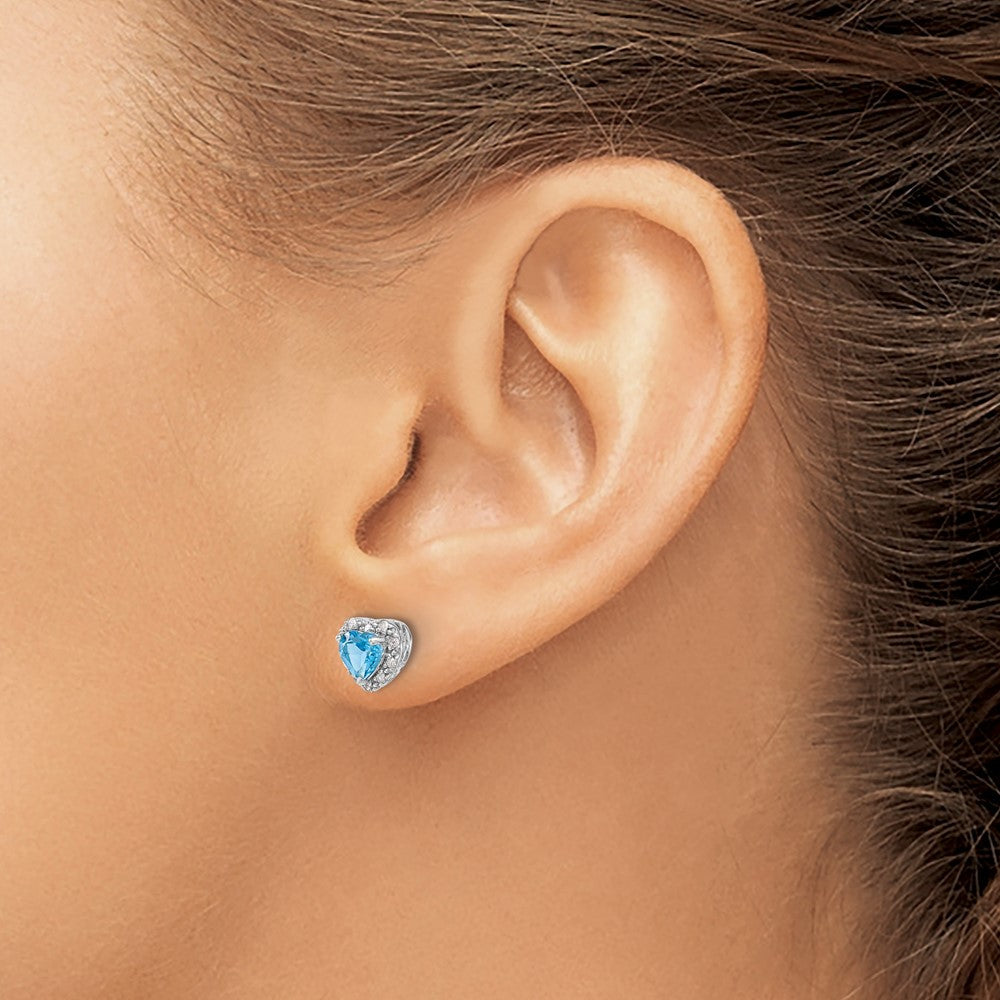 Sterling Silber Ohrringe mit blauem Topas und echten Diamanten